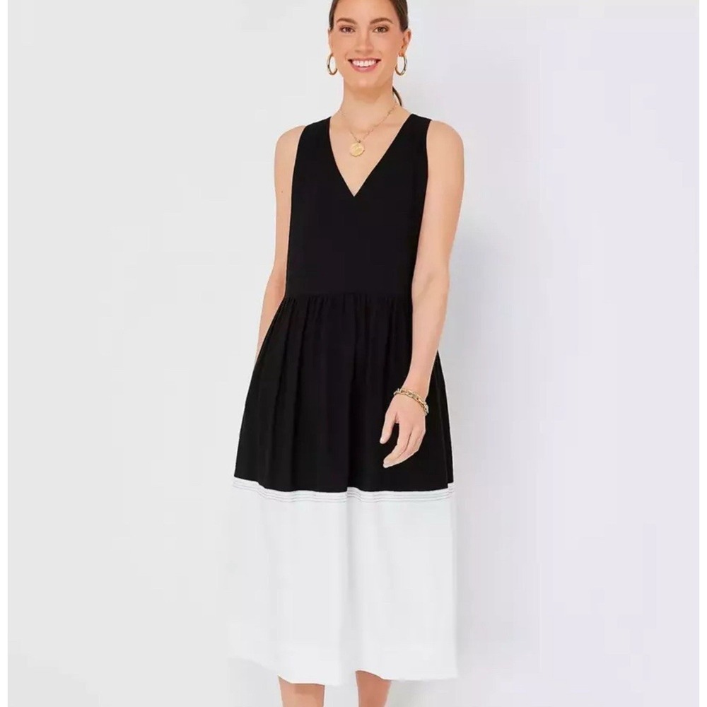Tuckernuck Pomander Place Black and White Dylan Midi Dress Large‎ L